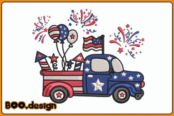 4th of July Fireworks Truck Embroidery Design Review