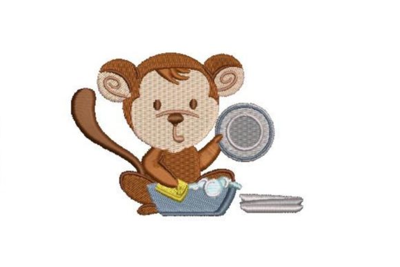 Chimpanzee Doing Dishes: A Seasonal Embroidery Review